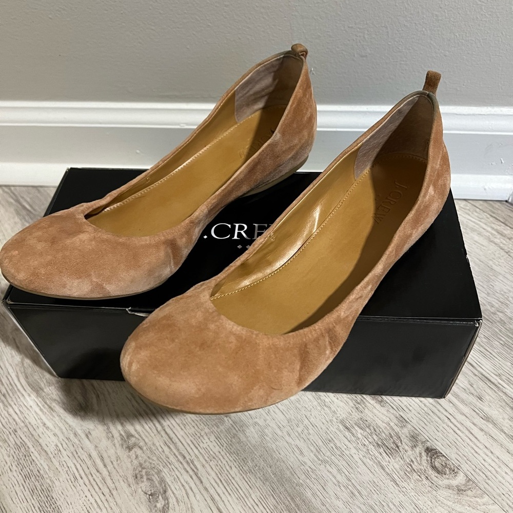 J. Crew Tan Suede Ballet Flats